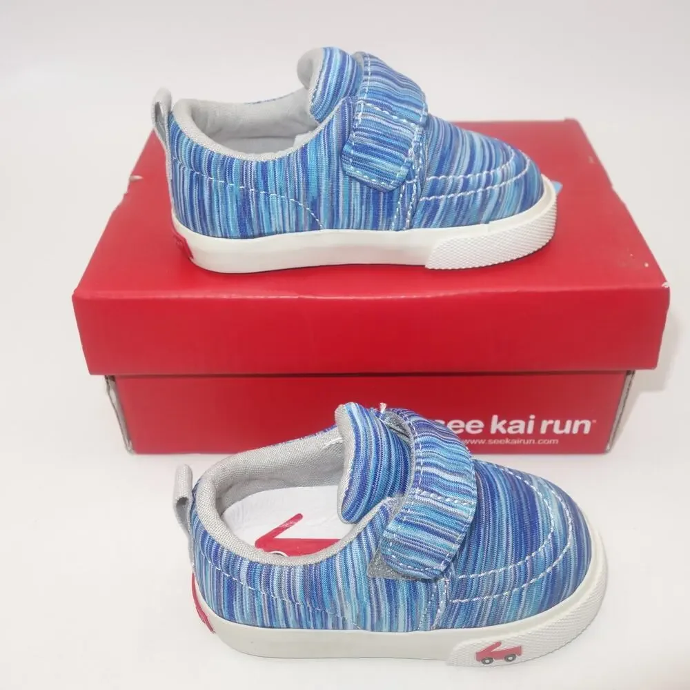 New See Kai Run Wyatt Blue Jersey Machine Washable Shoes Baby Toddler 4